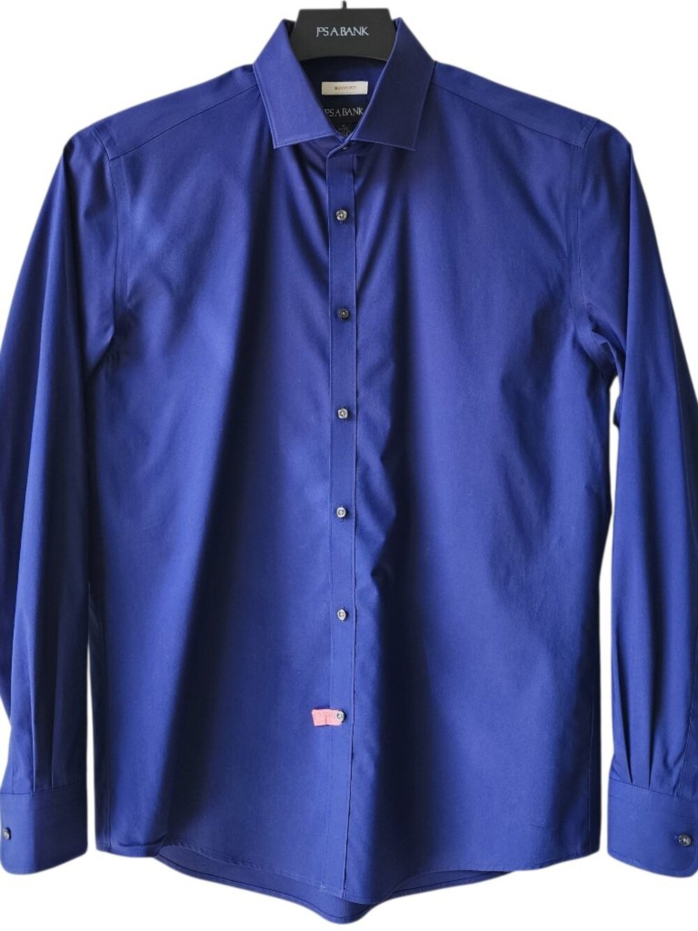 16 34/35 Blue Skinny Fit Dress Shirt Jos A Bank Deep Dark Spread Collar Mens Man